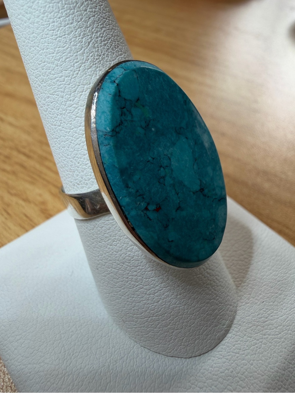 Turquoise and sterling silver Statement Ring 8.25 - Picture 2 of 5
